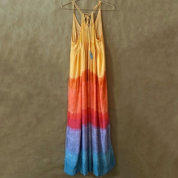 Anthropologie x Carla Weeks Setting Sun Maxi Dress Sunset Tiered Strappy Size M - Picture 8 of 15